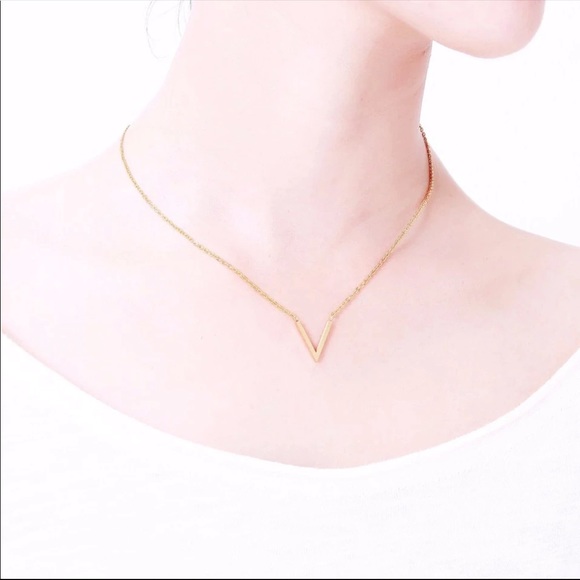 Stainless Steel Necklace V Pendant Necklace - Picture 3 of 5
